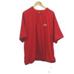  Under Armor UNDER ARMOUR джерси tops спортивная одежда XXL красный красный одноцветный половина Zip короткий рукав do Lost кромка /GR #ECE003