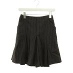  Mira o-wenMila Owen юбка-брюки flare pants ska ntsu шерсть 0 чай Brown полоса рисунок плиссировать колени сверху длина /PP #ECA004reti-