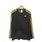  Adidas adidas climalite long T cut and sewn спортивная одежда L чёрный черный раунд шея 3шт.@ линия Logo принт длинный рукав /AH44