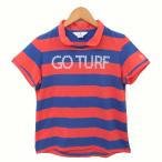  Munsingwear одежда MUNSINGWEAR Golf одежда рубашка окантовка Logo вышивка Британия знак .? короткий рукав L голубой розовый синий /TT #ECD005