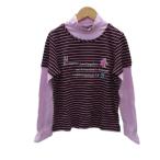  Munsingwear одежда MUNSINGWEAR одежда для гольфа cut and sewn M фиолетовый чай окантовка рисунок с высоким воротником длинный рукав /SY20 #ECD005 женский 