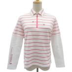  Munsingwear одежда MUNSINGWEAR Golf одежда рубашка M белый белый окантовка рисунок половина Zip длинный рукав /YS28 #ECD005 женский 
