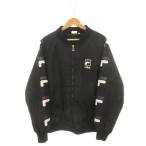  filler FILA с хлопком жакет блузон Zip выше L чёрный черный Logo принт длинный рукав /AH26 #GY70 мужской 