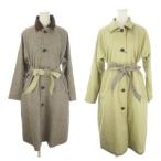  не использовался товар Moussy MOUSSY двусторонний пальто с отложным воротником 1 чай Brown зеленый зеленый тысяч птица .. рисунок одноцветный ремень имеется /MN6 #ECB006