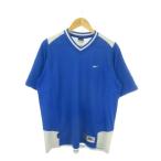  Nike NIKE BASEBALLp Ractis рубашка игра рубашка бейсбол XL синий голубой V шея короткий рукав Logo /MN25 #GY70 мужской 