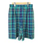  Burberry zBurberrys 90s Vintage 2 tuck юбка-брюки шорты L зеленый зеленый в клетку плиссировать шерсть FX240-614-77 /RY