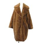  H and M H&amp;M искусственный мех пальто M Brown одноцветный длинный рукав большой цвет /NP #GY70 женский 