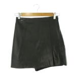 Zara ZARA шорты юбка-брюки юбка искусственная кожа XS чёрный черный мини длина asimeto Lee разрез /AH25 #GY70