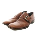  Prada PRADA мокасины обувь monk ремешок кожа 5 чай Brown /AN #GY53 мужской 