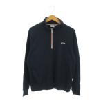  filler FILA половина Zip футболка спортивная одежда M темно-синий темно-синий длинный рукав подставка шея /AH6 #ECA008 мужской 