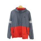  Adidas adidas ветровка Parker жакет спортивная одежда L голубой серый красный красный Zip выше Logo вышивка длина ..