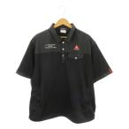  Le Coq s Porte .fle coq sportif GOLF COLLECTION рубашка блузон тянуть over Golf LL чёрный черный короткий рукав Logo вышивка . карман 