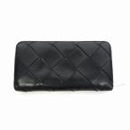 ボッテガヴェネタ BOTTEGA VENETA マキシ イントレチャート ラウンドファスナー ロングウォレット 長財布 黒 ブラック メンズ