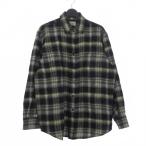 ビューティフルピープル beautiful people チェックネルシャツ 長袖 ウール モヘア 42 ブラック イエロー メンズ