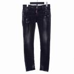 ディースクエアード DSQUARED2 ダメージ スキニージーンズ デニム パンツ ボトムス 38 ブラック 黒 S75LB0826 レディース