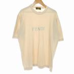 フェンディ FENDI Tシャツ 半袖 カットソー クルーネック コットン ロゴ 刺繍 ベージュペールオレンジ トップス /VT メンズ