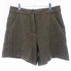 ザラ ベーシック ZARA BASIC ショーパン パンツ ショート ジップフライ 千鳥格子 M ベージュ ボトムス /T2 レディース