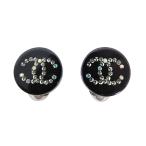 シャネル CHANEL 03A イヤリング ココマーク ラインストーン 両耳用 ロゴ 黒 ブラック 小物 ☆AA★ レディース