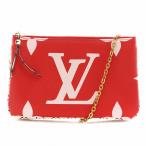 ルイヴィトン LOUIS VUITTON ポシェット ドゥーブルジップ モノグラムジャイアント ショルダーバッグ チェーン ピンク 赤 レッド M67561