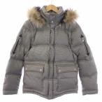 バーバリーブラックレーベル BURBERRY BLACK LABEL ダウンジャケット ジップアップ ハイネック フード ファー 千鳥格子 M 黒 白 メンズ