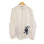 ルイヴィトン LOUIS VUITTON 20SS REGULAR FIT モノグラムプリント ストライプ 長袖 シャツ XS 白 ホワイト RM201Q THL HIS41W ☆AA★