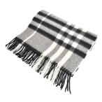 バーバリー BURBERRY マフラー チェック フリンジ カシミヤ グレー ☆AA★ メンズ