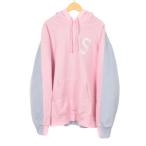 シュプリーム SUPREME 21AW S Logo Split Hooded Sweatshirt Sロゴ スプリット パーカー フーディー L ピンク ライトブルー ☆AA★ メンズ