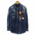 ディースクエアード DSQUARED2 デニムシャツ 長袖 ワッペン ロゴ ダメージ加工 50 青 ブルー S74DM0354 S30341 /AN6 メンズ
