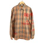 バーバリー BURBERRY CHECKED RED LOGO PRINTED SHIRT シャツ ノバチェック 長袖 M ベージュ 8021789 ☆AA★ メンズ