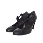 ショッピングシャネル シャネル CHANEL パンプス アーモンドトゥ ハイヒール リボン ココマーク レザー 36 黒 ブラック ☆AA★ レディース