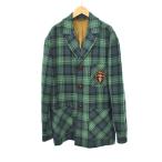 グッチ GUCCI 19AW テーラードジャケット チェック ワッペン 46 緑 グリーン 568538 ☆AA★ メンズ