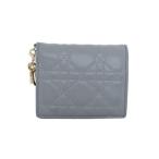 ショッピングdior ディオール Dior Lady Dior Gardenia レディディオール ガーデニア ウォレット ミニ カナージュ 二つ折り財布 水色 ライトブルー