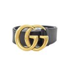 グッチ GUCCI ダブルG ワイド ベルト 75・30 黒 ブラック 400593 ☆AA★ メンズ