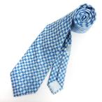  Hermes HERMES галстук широкий галстук общий рисунок шелк Франция производства синий голубой #GY99 мужской 