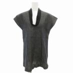 ボッテガヴェネタ BOTTEGA VENETA シャンブレー ブラウス カットソー フレンチスリーブ プルオーバー 切替 40 M グレー 黒