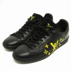 ショッピングルイ･ヴィトン ルイヴィトン ルクセンブルク サモトラケライン スニーカー シューズ ローカット LVロゴ レザー 黒 黄 8.5 靴 ☆AA★ メンズ