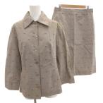 ショッピングBURBERRY バーバリー ロンドン BURBERRY LONDON セットアップ スーツ ジャケット スカート 42 茶 ブラウン 総柄 ホースロゴ刺繍 /FF ■GY14 レディー