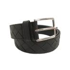 ショッピングヴェネタ ボッテガヴェネタ BOTTEGA VENETA 美品 ベルト イントレチャート レザー 編み込み メッシュ 95cm 黒 ブラック ☆AA★ メンズ