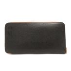 ショッピングエルメス エルメス HERMES アザップロング シルクイン 長財布 ウォレット ラウンドファスナー レザー T刻印 黒 ブラック オレンジ