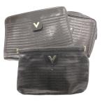  Mario Valentino Mario Valentino MARIO VALENTINO 3 позиций комплект ручная сумочка клатч сумка Logo чёрный черный /AE