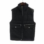 プラダスポーツ PRADA SPORT ダウンベスト ジップアップ ナイロン レザー ヨーク 切替 48 L 黒 ブラック ■GY27 /MQ メンズ