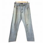ステューシー STUSSY ワイド デニム パンツ ウォッシュ加工 34 L位 青 ブルー メンズ