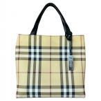 バーバリー BURBERRY コーティングキャンバス ノバチェック ハンドバッグ ベージュ チェック ☆AA★ レディース