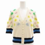 バリー BARRIE カーディガン ニット Vネック カシミヤ 5分袖 S アイボリー /AE ■GY41 レディース