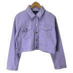 ショッピングforever21 フォーエバー21 FOREVER21 クロップド丈 デニムジャケット カバーオール M 紫 パープル レディース