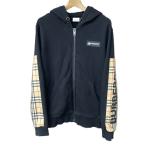 ショッピングBURBERRY バーバリー BURBERRY パーカー フーディー ノバチェック ロゴ ジップアップ 8025684 S 黒 ブラック ☆AA★ メンズ