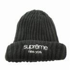 シュプリーム SUPREME 美品 24AW Classic Logo Chunky Ribbed Beanie ニットキャップ 帽子 ビーニー ロゴ刺繍 緑 グリーン /FF ■A メンズ