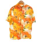 ショッピングzara ザラ ZARA アロハシャツ 花柄 半袖 M オレンジ イエロー ホワイト /JS メンズ