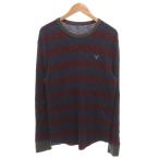 ショッピングアメリカンイーグル アメリカン イーグル American Eagle サーマルTシャツ 長袖 ロンT クルーネック L 紺 ネイビー ボルドー ボーダー /GV ■GY43