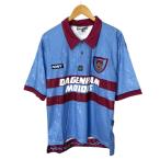 po колено PONY прекрасный товар 90s Vintage талия ветчина форменная рубашка копия эмблема вышивка футбол короткий рукав M синий 